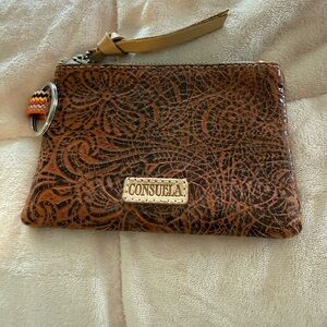 Consuela Sally Pouch (Brown Embossed Floral Leather Pouch)